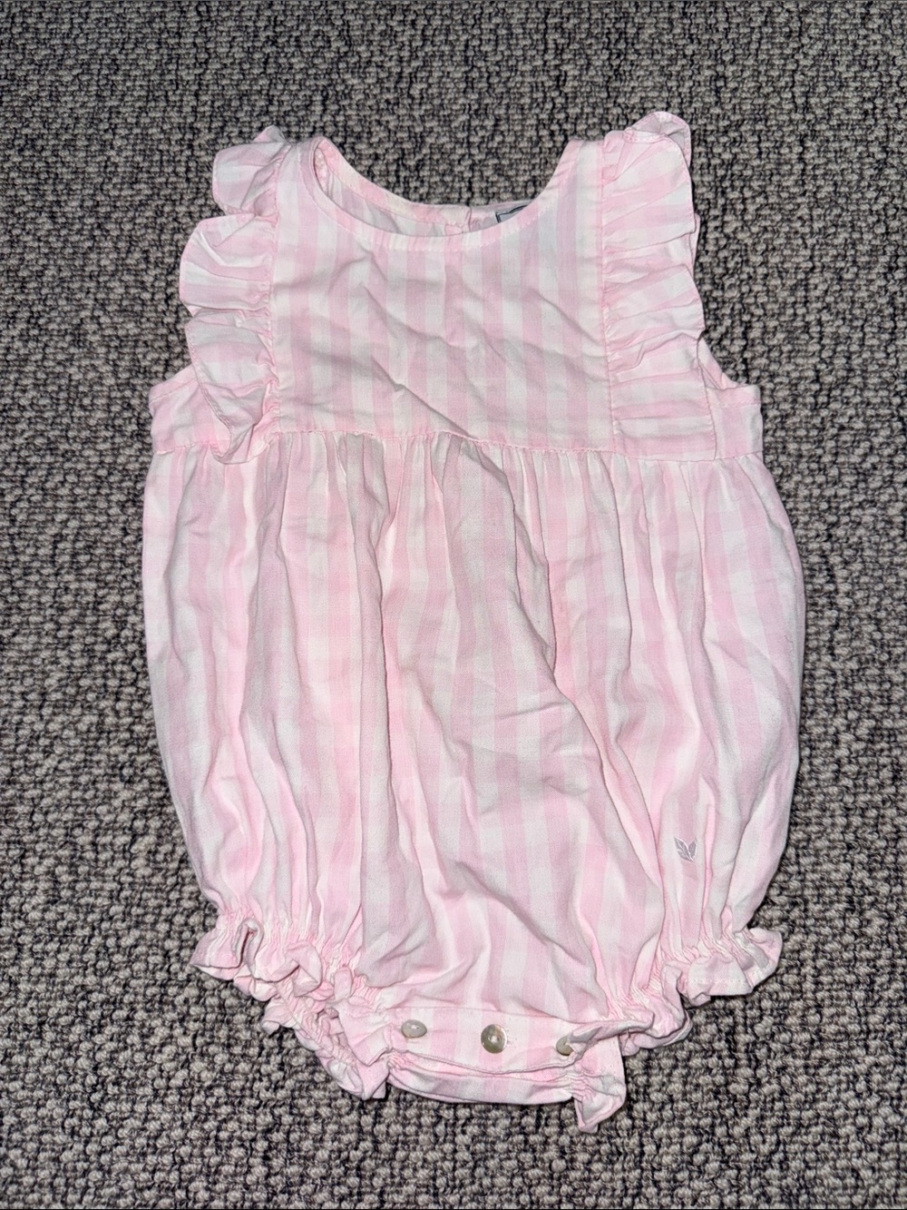 Pink Striped Ruffle Baby Bubble Romper